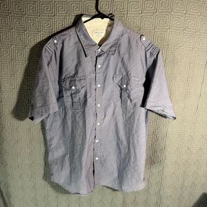 Paper Denim & Cloth Button Shirt Mens 2X Blue Stretch Fabric Short Sleeve
